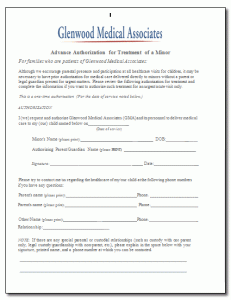 Authorization to Treat a Minor Form Click here now to Download.